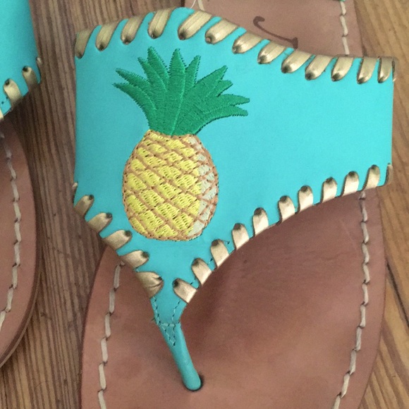 Jack Rogers Turquoise Pineapple Motif Sandals